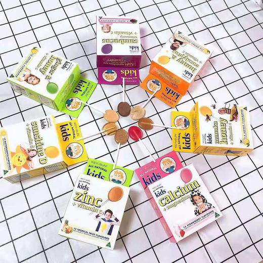 科尚童宝、蜂蜜润喉棒棒糖、维生素C、D钙、镁、锌、水果无蔗糖、 商品图0