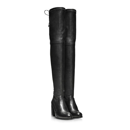 Stuart Weitzman 斯图尔特·韦茨曼 女士过膝方跟长靴 黑色 TIELAND LUSH NAPPA BLACK 商品图1
