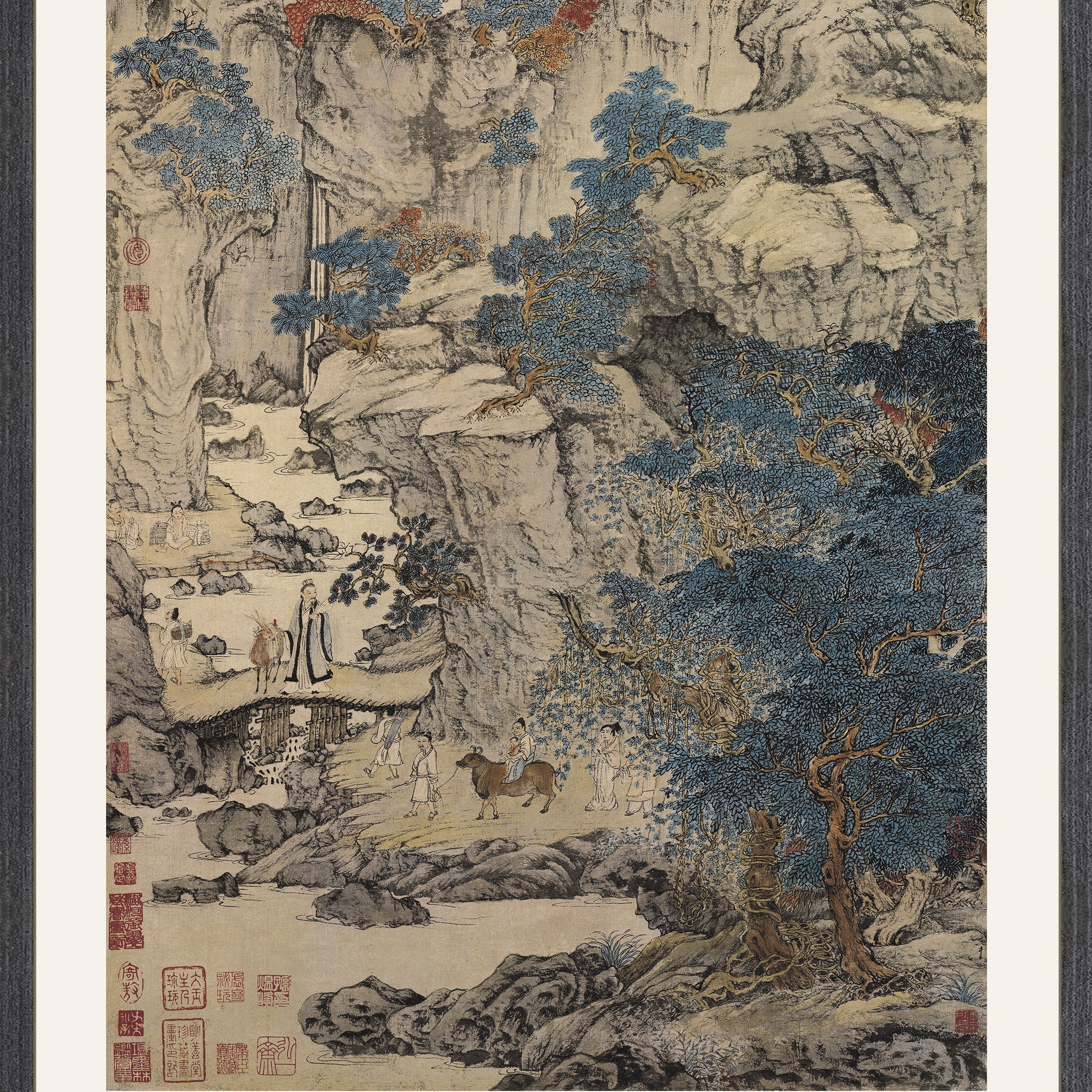 【定制书画】（元）王蒙《葛稚川移居图》纸本 镜片镶画框 成品 馆藏书画Gao仿复制艺术品（付款后28天内发货，顺丰快递请当场拆箱验收）