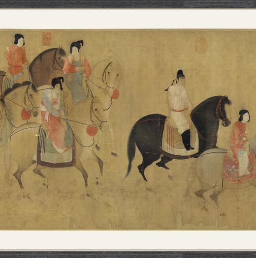 【定制书画】（唐）张萱《虢国夫人游春图》绢本 镜片镶画框 成品 馆藏书画Gao仿复制艺术品（付款后28天内发货，顺丰快递请当场拆箱验收） 商品图1