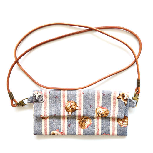 HUJI祤集Comfy斜挎包插画条纹猫猫头 商品图2