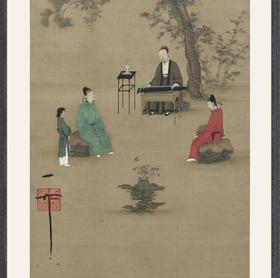 【定制书画】（宋）宋徽宗赵佶《听琴图》绢本 镜片镶画框 成品 馆藏书画Gao仿复制艺术品（付款后28天内发货，顺丰快递请当场拆箱验收）