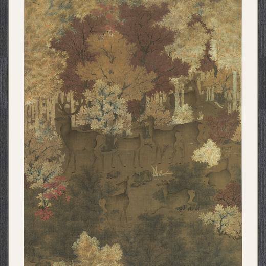 【定制书画】（辽代）佚名《丹枫呦鹿图》绢本 镜片镶画框 成品 馆藏书画Gao仿复制艺术品（付款后28天内发货，顺丰快递请当场拆箱验收） 商品图0