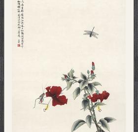 【定制书画】于非闇《春日杜鹃图》纸本 镜片镶画框 成品 馆藏书画Gao仿复制艺术品（付款后28天内发货，顺丰快递请当场拆箱验收）