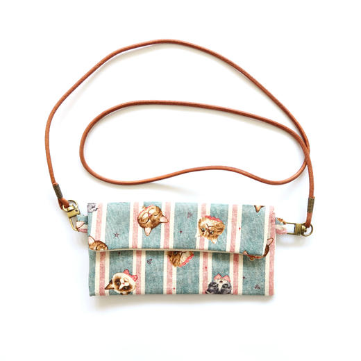 HUJI祤集Comfy斜挎包插画条纹猫猫头 商品图0