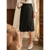 欧芮儿高腰显瘦黑色半身裙女中长款新款冬季不规则气质A字裙 商品缩略图0