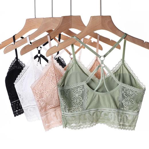 【明星同款 】妖精可可铂金款 新款美背吊带内衣奇迹蕾丝降落伞裹抹胸胸带胸垫防走光文胸七夕情人节 商品图5