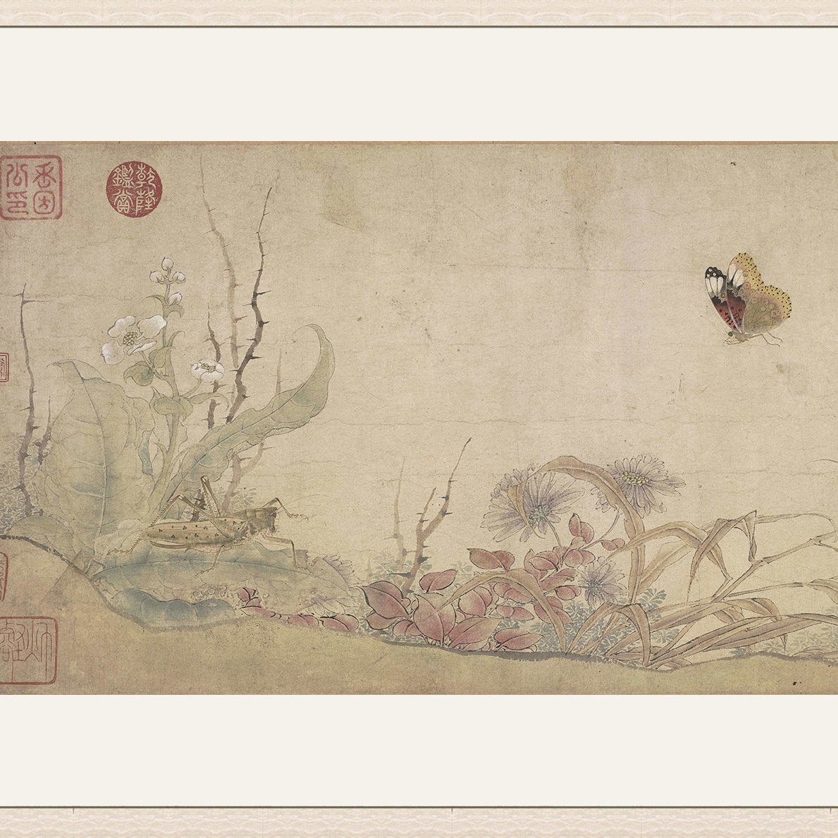 【定制书画】（北宋）赵昌《写生蛱蝶图》镜片镶画框 成品 馆藏书画Gao仿复制艺术品（付款后28天内发货，顺丰快递请当场拆箱验收）