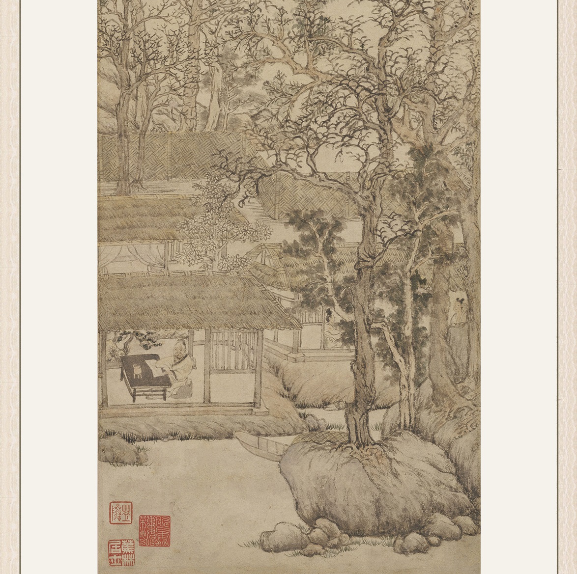 【定制书画】（元）王蒙《西郊草堂图》镜片镶画框 成品 馆藏书画Gao仿复制艺术品（付款后28天内发货，顺丰快递请当场拆箱验收）