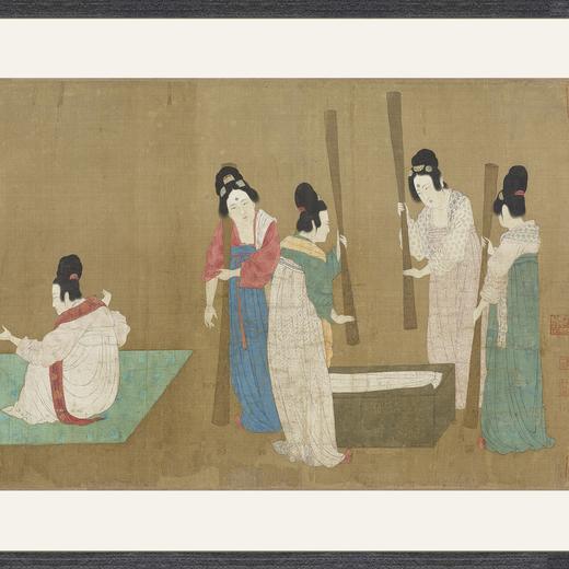 【定制书画】（唐）张萱《捣练图》绢本 镜片镶画框 成品 馆藏书画Gao仿复制艺术品（付款后28天内发货，顺丰快递请当场拆箱验收） 商品图2