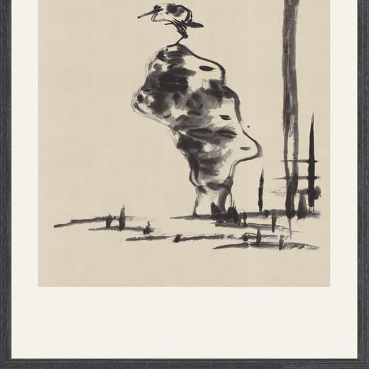 【定制书画】（清）朱耷《荷石水鸟图》纸本 镜片镶画框 成品 馆藏书画Gao仿复制艺术品（付款后28天内发货，顺丰快递请当场拆箱验收） 商品图2