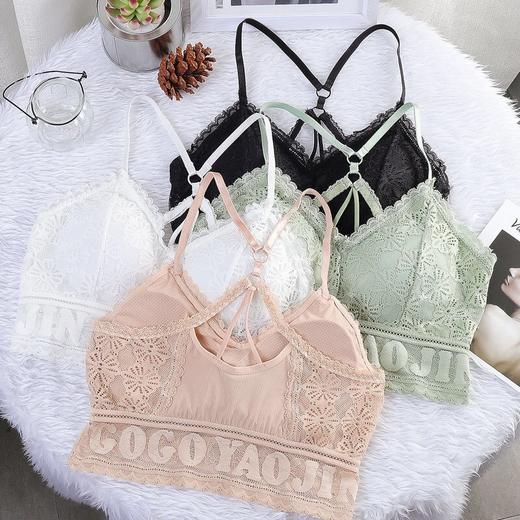 【明星同款 】妖精可可铂金款 新款美背吊带内衣奇迹蕾丝降落伞裹抹胸胸带胸垫防走光文胸七夕情人节 商品图4