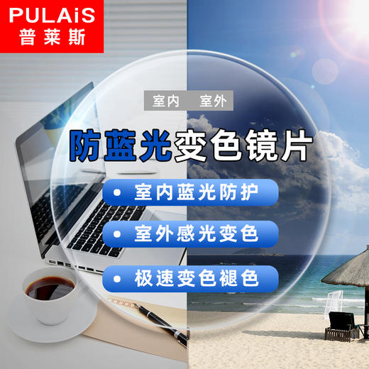 普莱斯防蓝光膜变变色1.56 1.61 1.67 商品图0
