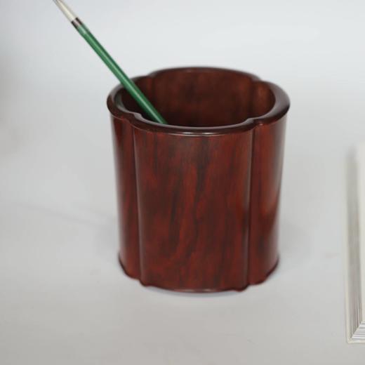 小叶紫檀·文房笔筒文人案头一木挖制笔筒大笔海茶筒 商品图0
