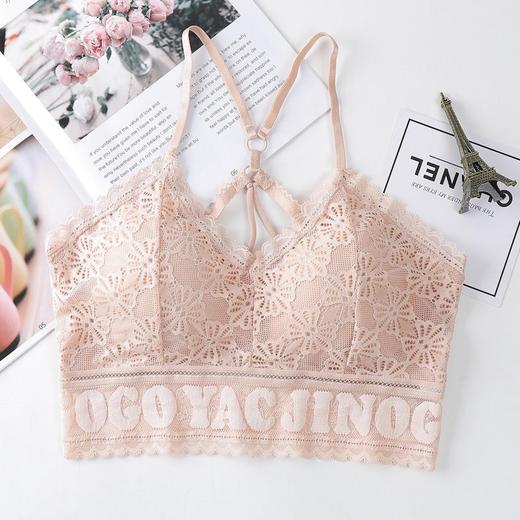 【明星同款 】妖精可可铂金款 新款美背吊带内衣奇迹蕾丝降落伞裹抹胸胸带胸垫防走光文胸七夕情人节 商品图1
