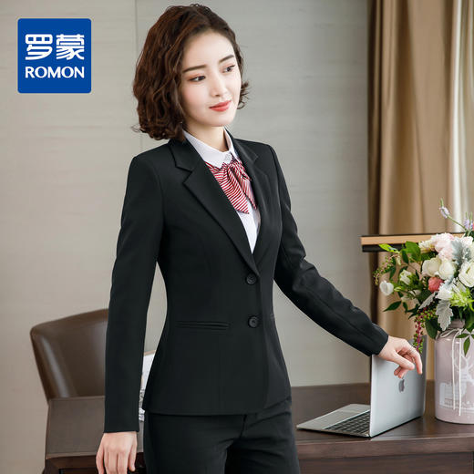 【上衣+裤子】罗蒙西服套装女士时尚修身显瘦商务通勤职业西装女 商品图6