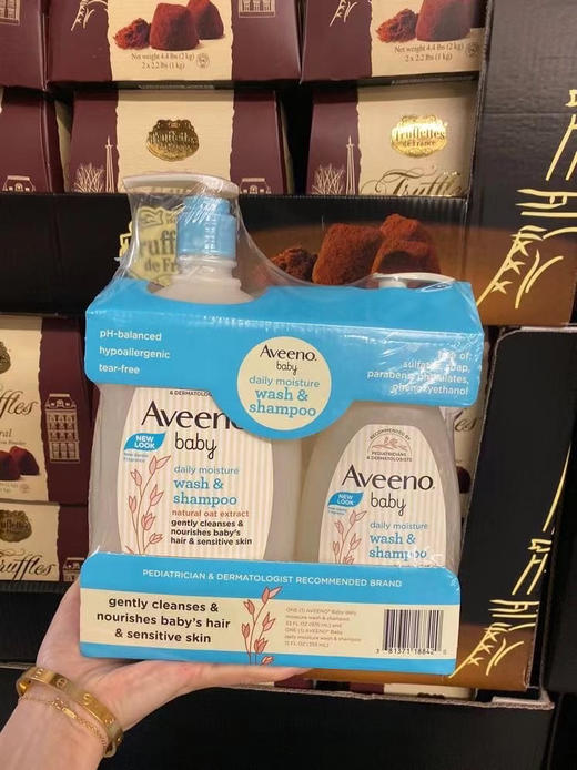 美国Aveeno Baby艾维诺天然燕麦婴儿无泪洗发沐浴露 家庭装2瓶976ml+354ml 商品图0