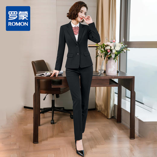 【上衣+裤子】罗蒙西服套装女士时尚修身显瘦商务通勤职业西装女 商品图6