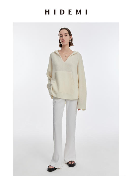 HIDEMI 柔顺感后开衩长裤 白色/炼乳黄/黑色 商品图6