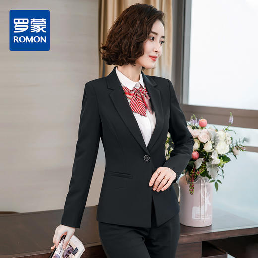 【上衣+裤子】罗蒙西服套装女春夏商务通勤修身显瘦一粒扣白领职业装 商品图6
