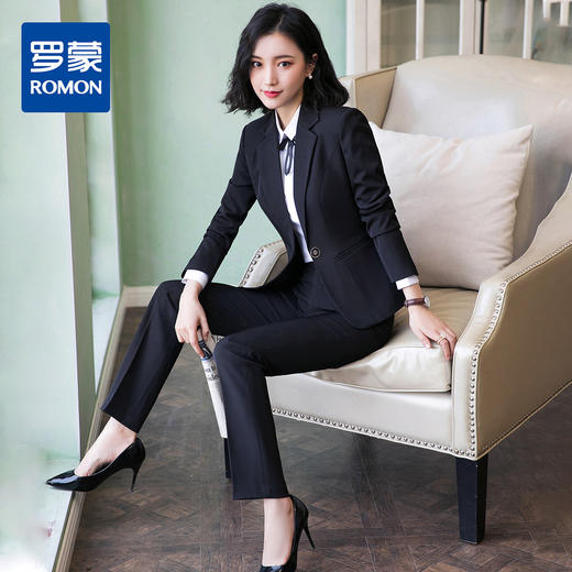 【上衣+裤子】罗蒙西服套装女春夏商务通勤修身显瘦一粒扣白领职业装 商品图4