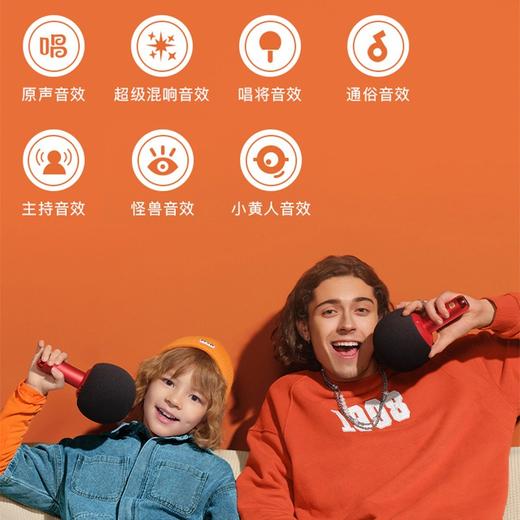 唱吧小巨蛋麦克风Q5绯红色 无线蓝牙音响一体话筒 儿童娱乐电容麦家庭KTV变音器 商品图2