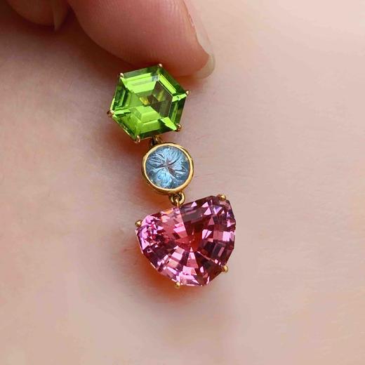 【珝设计】撞色桃红碧玺挂件 商品图1