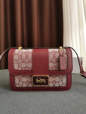 Coach Alie爱丽老花邮差包-酒红