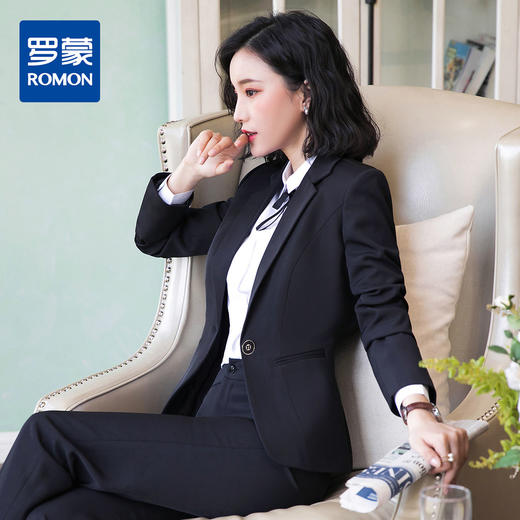 【上衣+裤子】罗蒙西服套装女春夏商务通勤修身显瘦一粒扣白领职业装 商品图5