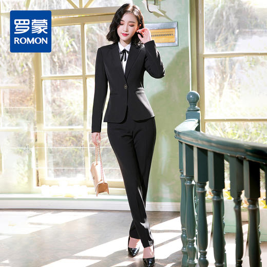 【上衣+裤子】罗蒙西服套装女春夏商务通勤修身显瘦一粒扣白领职业装 商品图2
