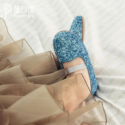 非质量问题不退换哦~pureshare 女童单鞋新款儿童宝宝软底可爱亮片人鱼公主鞋 商品图1