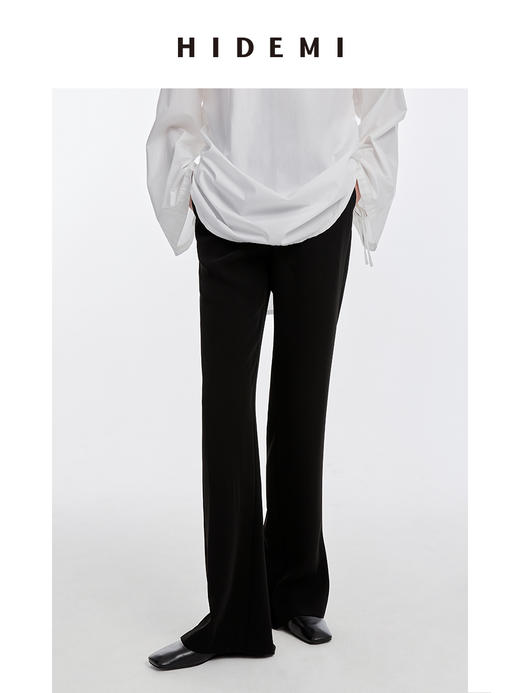 HIDEMI 柔顺感后开衩长裤 白色/炼乳黄/黑色 商品图9