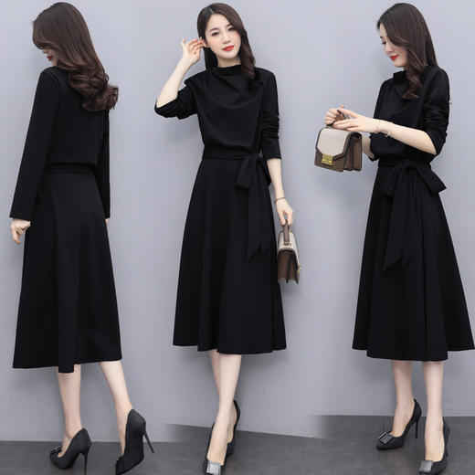 气质修身，大摆纯色收腰法式淑女连衣裙HR-XSILU2209 商品图1