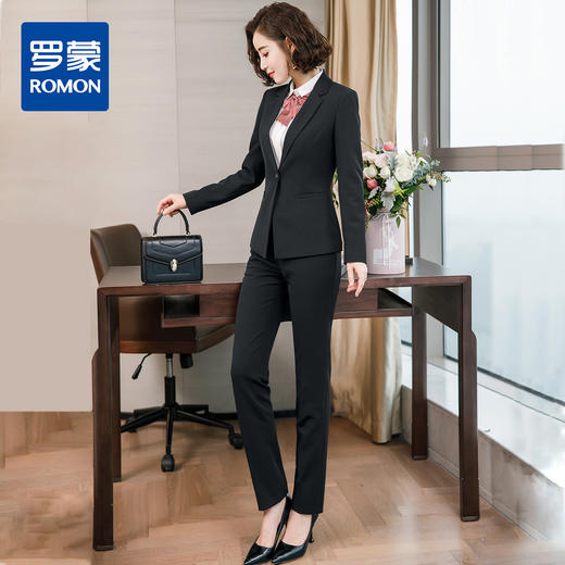 【上衣+裤子】罗蒙西服套装女春夏商务通勤修身显瘦一粒扣白领职业装 商品图5