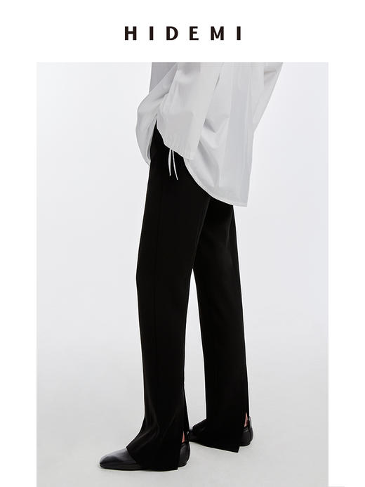 HIDEMI 柔顺感后开衩长裤 白色/炼乳黄/黑色 商品图10