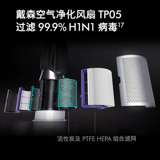 戴森Dyson 净化风扇 TP05空气净化风扇 无叶风扇 监测清除甲醛 遥控落地扇塔扇 商品图1
