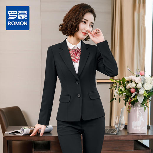 【上衣+裤子】罗蒙西服套装女士时尚修身显瘦商务通勤职业西装女 商品图4