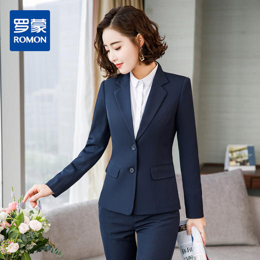 【上衣+裤子】罗蒙西服套装女士时尚修身显瘦商务通勤职业西装女 商品图1