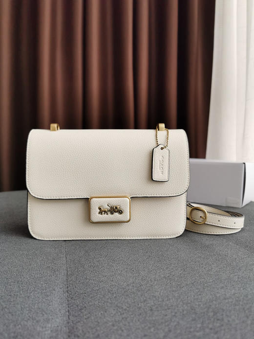 Coach Alie爱丽荔枝纹邮差包-白色 商品图8