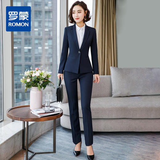【上衣+裤子】罗蒙西服套装女春夏商务通勤修身显瘦一粒扣白领职业装 商品图2