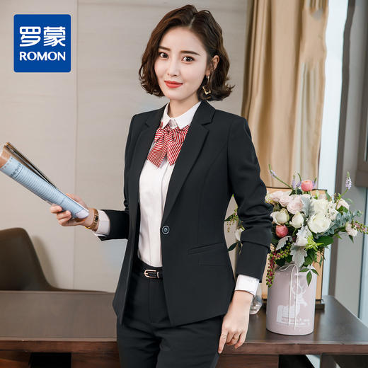 【上衣+裤子】罗蒙西服套装女春夏商务通勤修身显瘦一粒扣白领职业装 商品图4