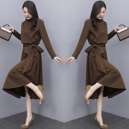 气质修身，大摆纯色收腰法式淑女连衣裙HR-XSILU2209 商品图3