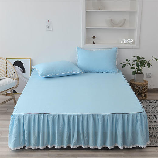 【北欧风格 纯色床裙】单件水洗棉床笠保护套床罩床上用品居家布艺 商品图7