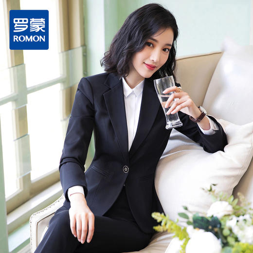 【上衣+裤子】罗蒙西服套装女春夏商务通勤修身显瘦一粒扣白领职业装 商品图3
