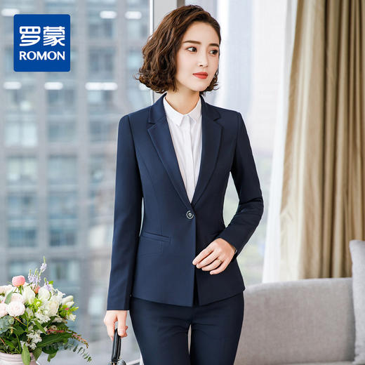 【上衣+裤子】罗蒙西服套装女春夏商务通勤修身显瘦一粒扣白领职业装 商品图3