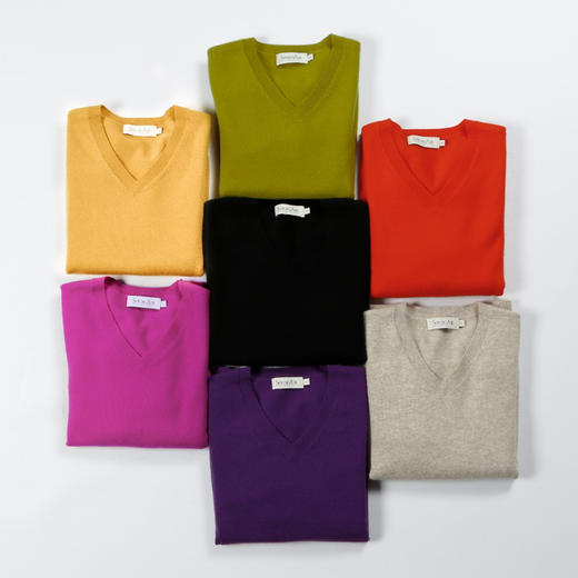 羊绒世家早春新品女士V领100%山羊绒衫内搭保暖针织套头毛衣 商品图7