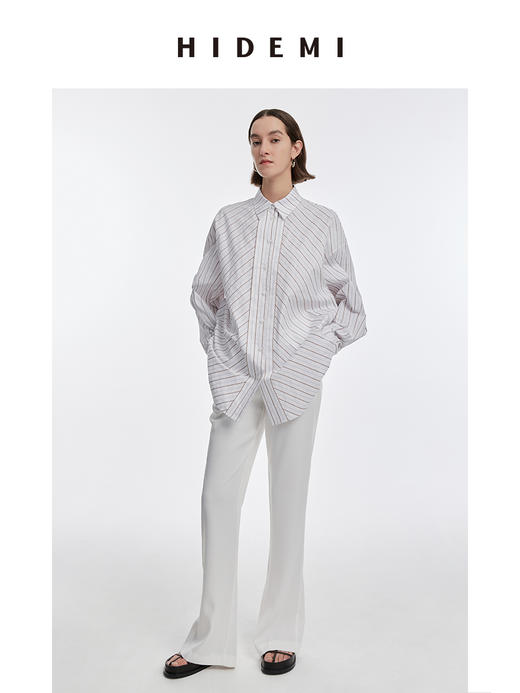 HIDEMI 柔顺感后开衩长裤 白色/炼乳黄/黑色 商品图7