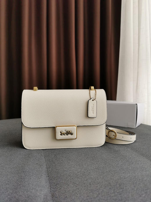 Coach Alie爱丽荔枝纹邮差包-白色 商品图0