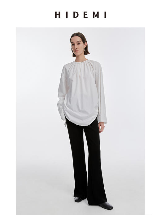 HIDEMI 柔顺感后开衩长裤 白色/炼乳黄/黑色 商品图8