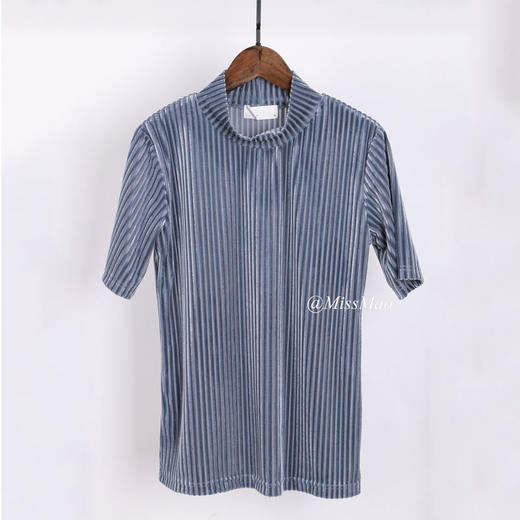 【à perles】浪漫风中领短袖丝绒T浪漫四色小豹纹、优雅紫，雾霾蓝，樱花粉【清仓，不退不换】 商品图5